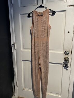 Sleeveless Nude Eyelet Jumpsuit
